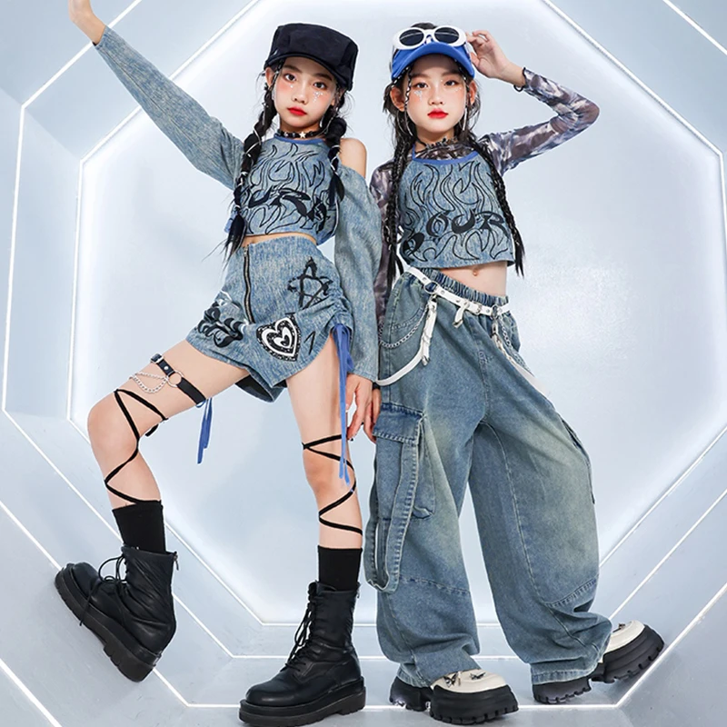 

Детский костюм для джазовых танцев, костюм для девочек в стиле K-POP, одежда для уличных танцев в стиле хип-хоп, детская модная одежда, шорты и штаны AMY953