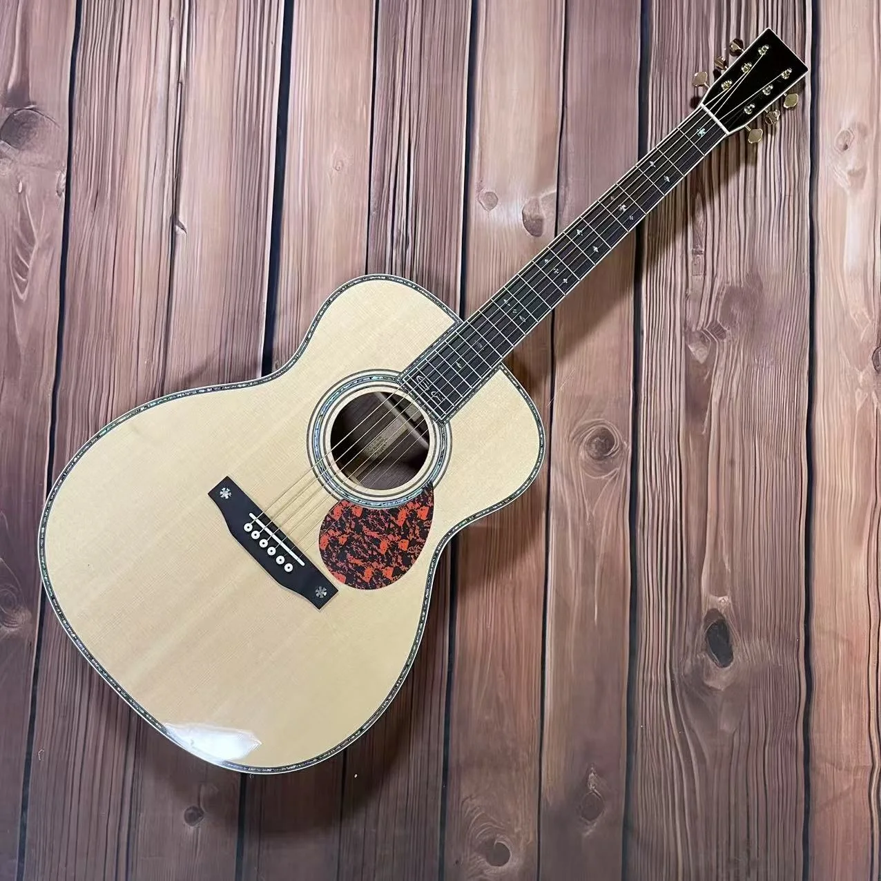 غلاف أذن البحر مقاس 40 بوصة مرصع بأصابع سوداء جيتار صوتي مطلي باللمعان #4