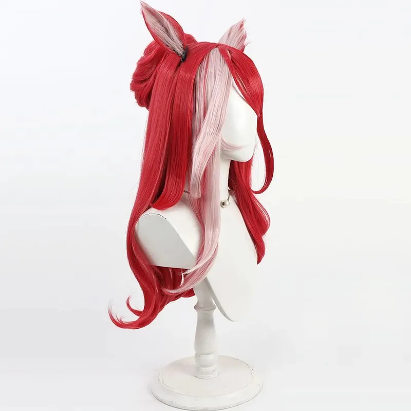 일본 애니메이션 우마스메: 프리티 더비 러브즈 온리 유 코스프레 가발 롱 더블톤 컬러 헤어 이어피스 포함 할로윈 파티 롤플레잉