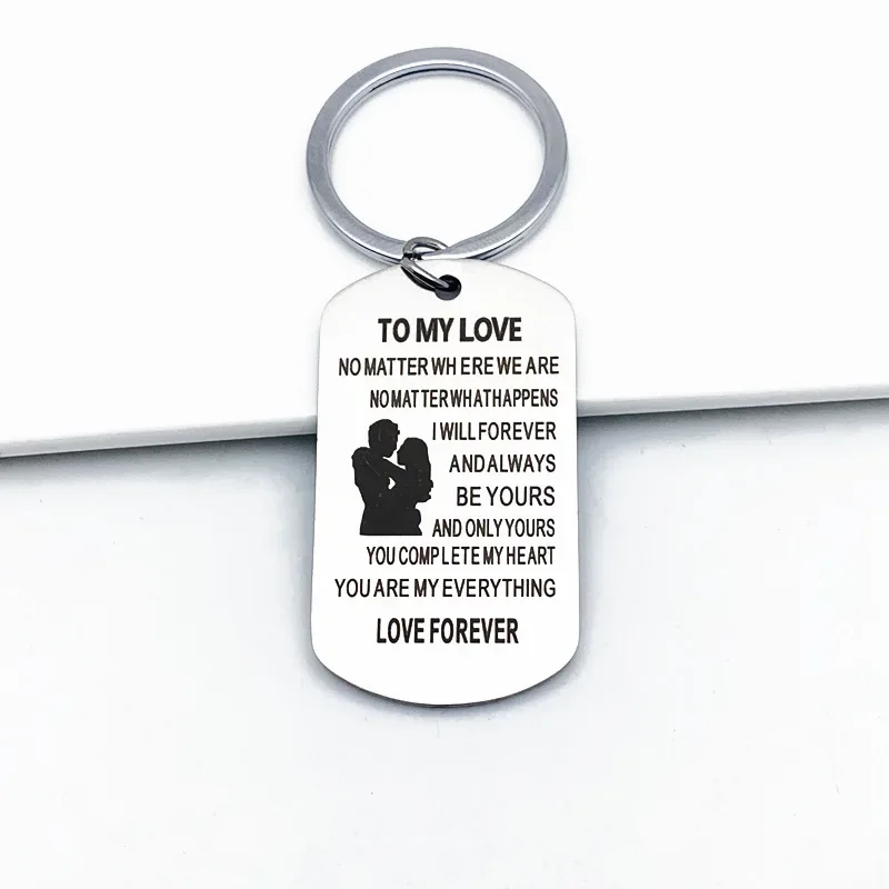 Hot Valentine Gifts Keychain Pendant  Couple Lover Husband Wife Key Chain Keyring TO MY LOVE NO MATTER WHERE WE ARE