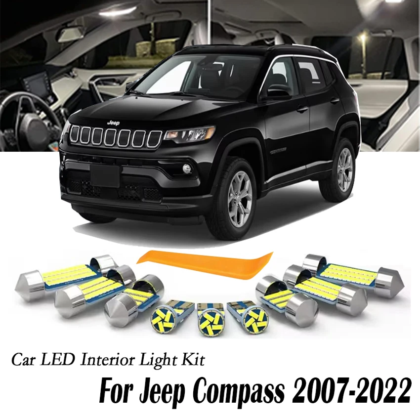 For Jeep Compass 2007 2008-2014 2015 2016 2017 2018 2019 2020 2021 2022 LED Bulb Interior Dome Map Light Kit Car Accessories