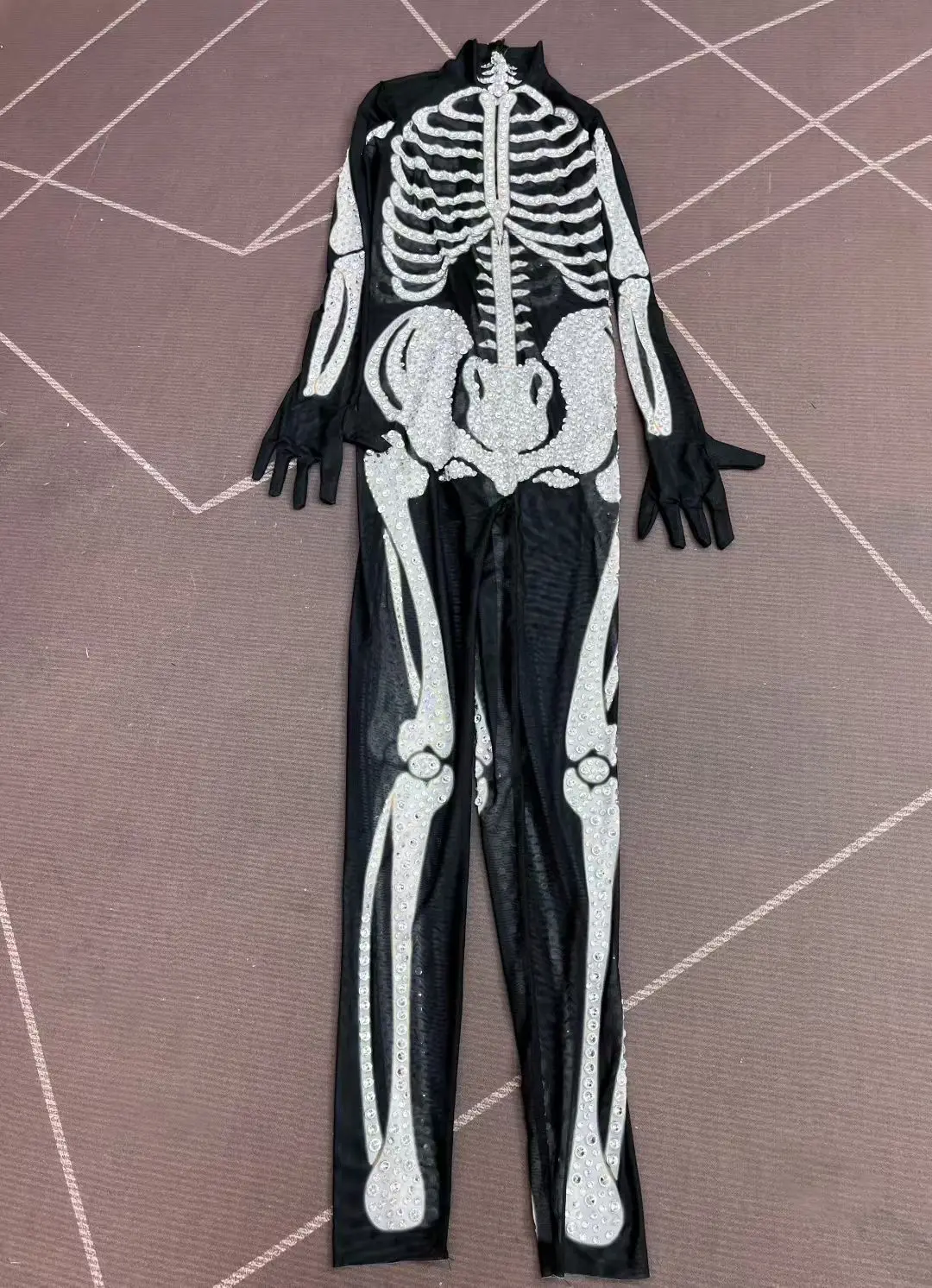 

Хэллоуин Скелет Монстр Косплей Костюм Женский Сценический Комбинезон со Стразами Ролевые Игры Танцевальный Комбинезон Фестивальный Наряд