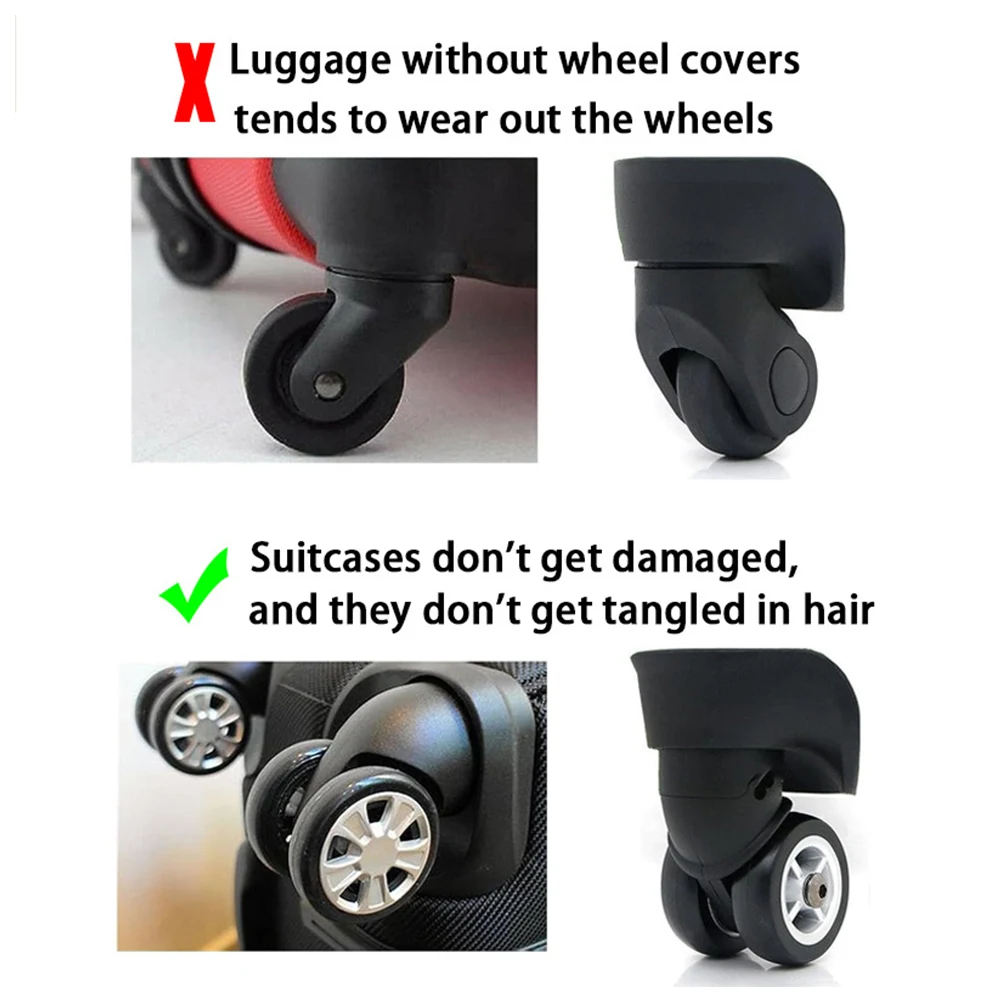 New Wear-resistant Luggage Wheels Protector Thicken Silicone Chair Wheels Cover Shock Absorption Luggage Wheel Cover 4PCS/8PCS