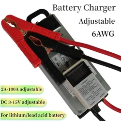 3A - 60A 100A 3V~ 15VCurrent Voltage Adjustable Charger 12V 14.6V 3.65V Lifepo4 Li-ion Lipo Lithium Fast Charge 1S 4S