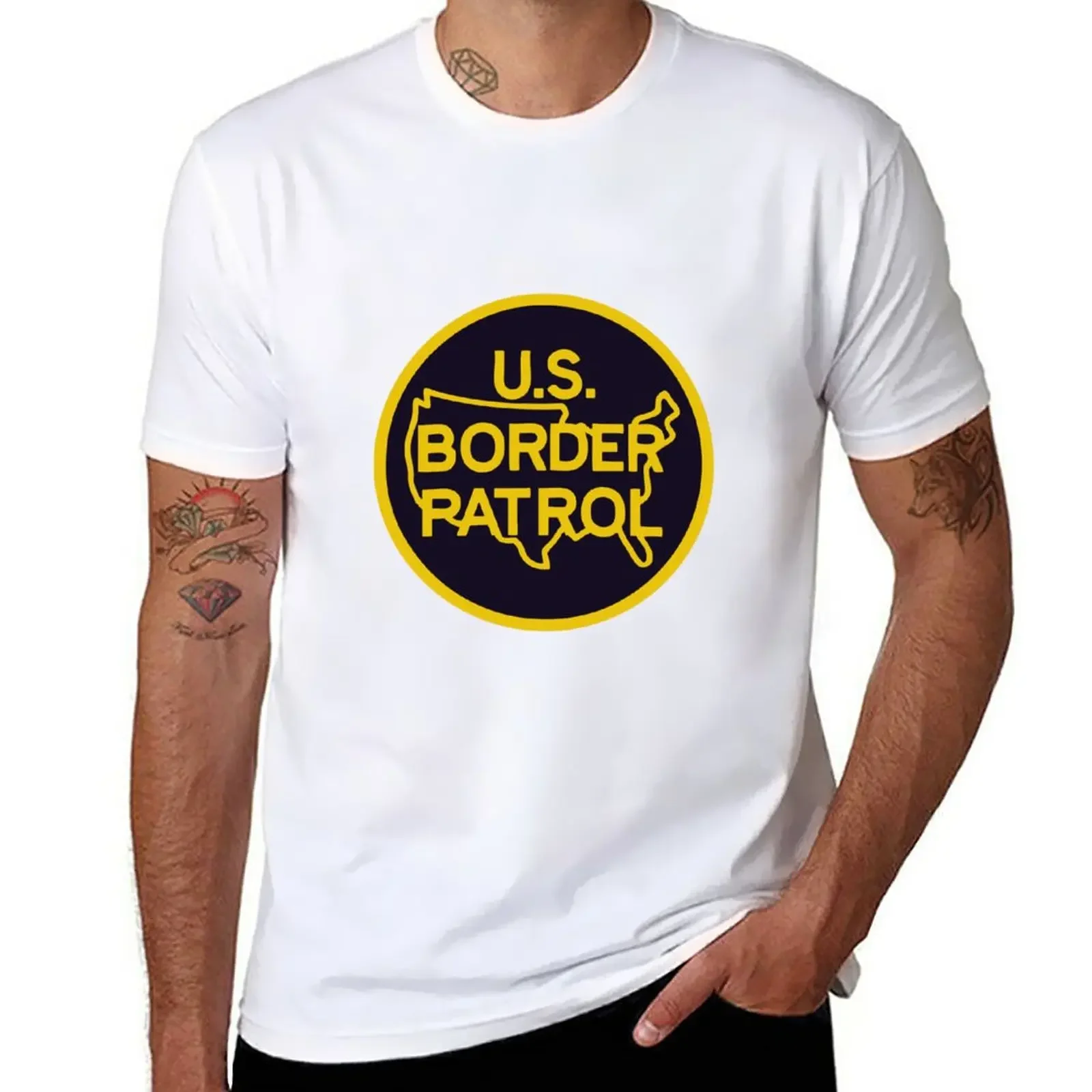 New Border Patrol T-Shirt Short sleeve korean fashion boys animal print shirt big and tall t shirts for men