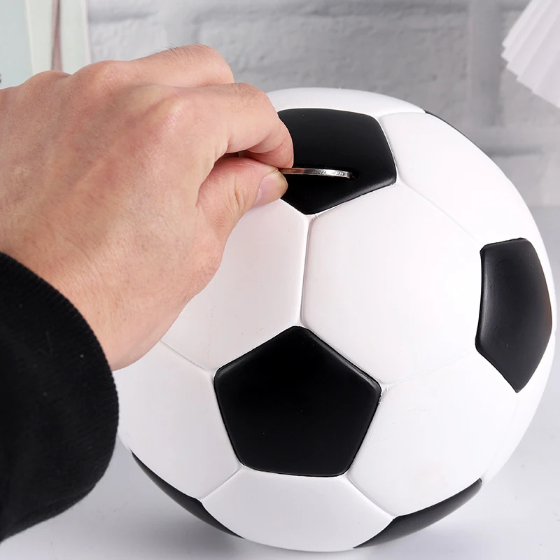 بنك أصبع على شكل كرة قدم مزخرف ، وعاء عملات معدنية ، ديكور بنك نقود لغرفة النوم