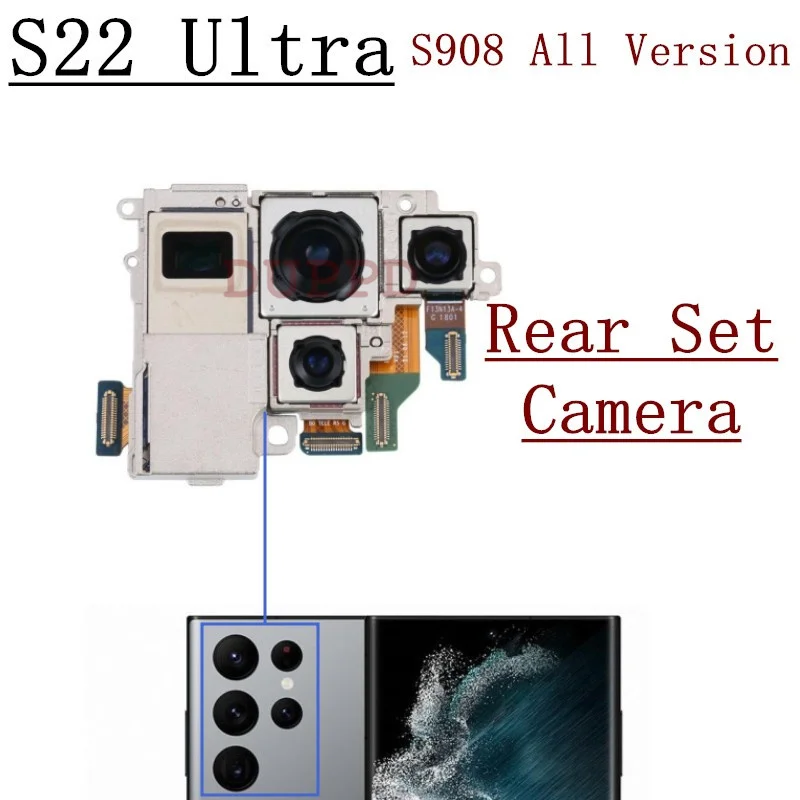 Front Rear Camera For Samsung Galaxy S22 Ultra 5G S22Ultra Frontal Selfie Wide Back Facing Main Camera Module Flex Cable Parts