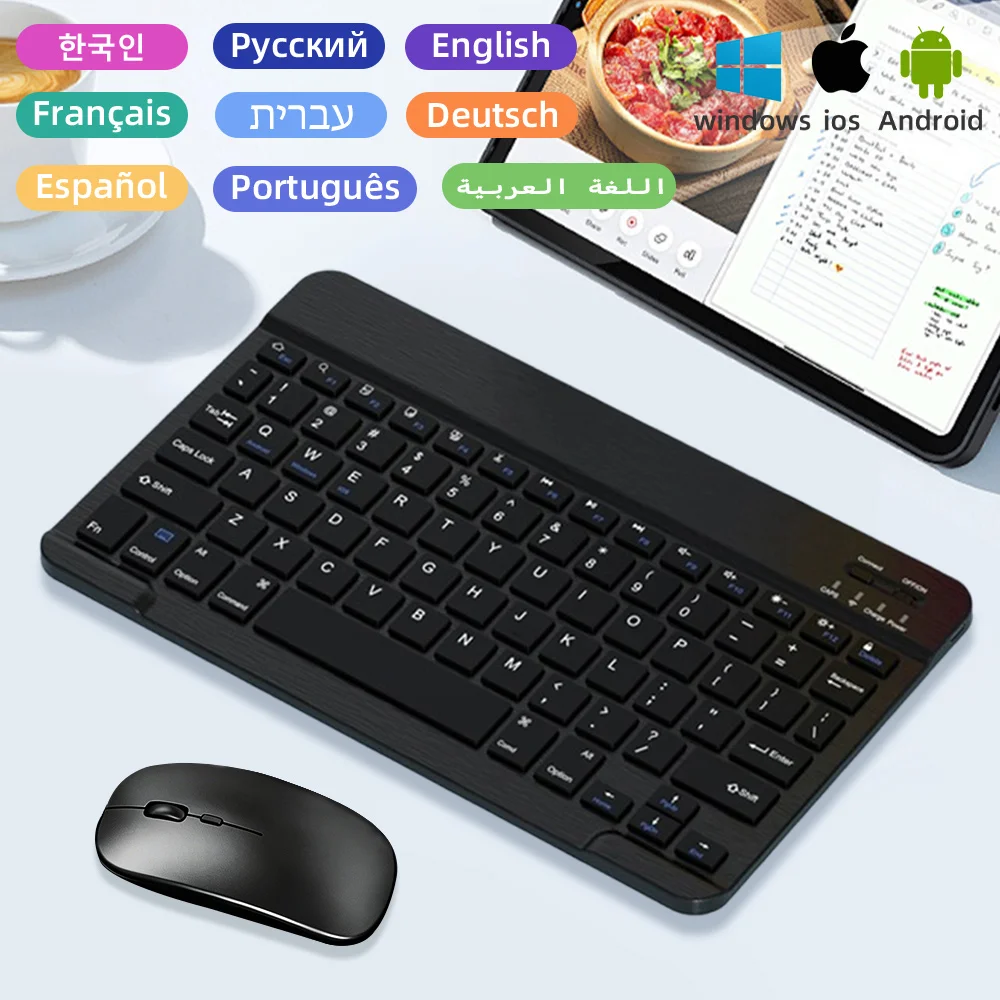 Teclado e Mouse Universal para Tablet com Teclado Sem Fio Bluetooth para Acessórios Xiaomi Android iOS iPad