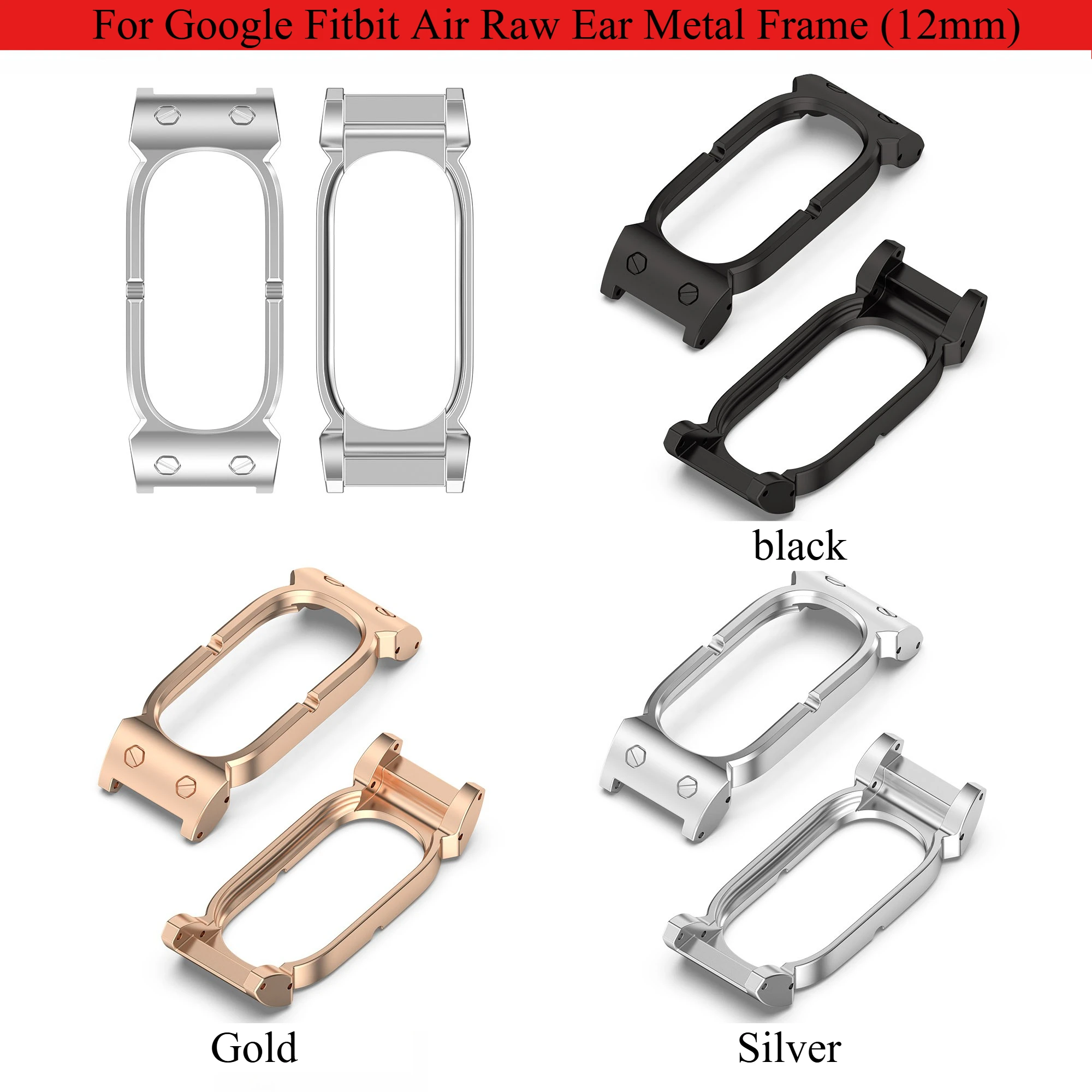 12mm Quick Fit Metal Bumper Frame Compatible Fitbit Air Fitness Tracker Watch Strap Adapter Connector Replacement Accessory