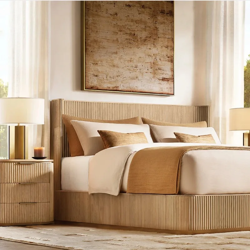 American simple solid wood, Byron guard board, villa master bedroom wedding bed foreign trade furniture factory customization
