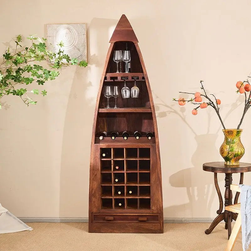 South East Asia style solid wood wine cabinet, home living room entrance against the wall storage locker, retro wine cabinet
