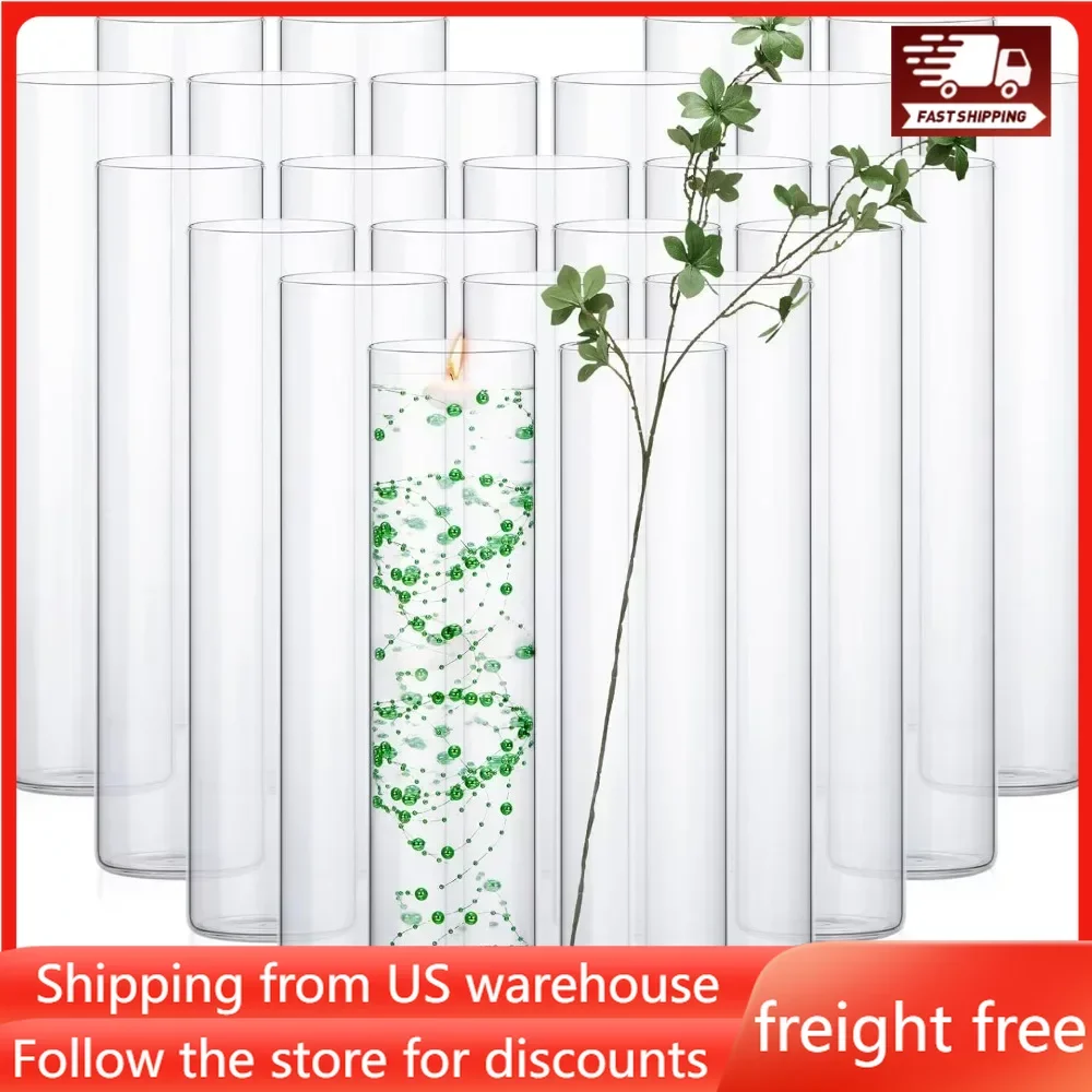 

Flower Vase 24 Pcs Glass Cylinder Vases Bulk Hurricane Candle Holder Floating Candle Holders Clear Glass Table Vases Home Decor.