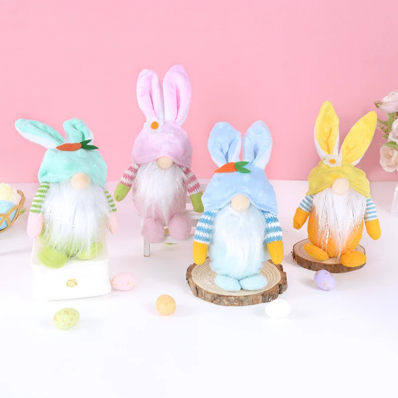 

Cute Easter Faceless Gnome Rabbit Doll Handmade Reusable Home Decoration Spring Hanging Bunny Ornaments Festival Kids Gifts