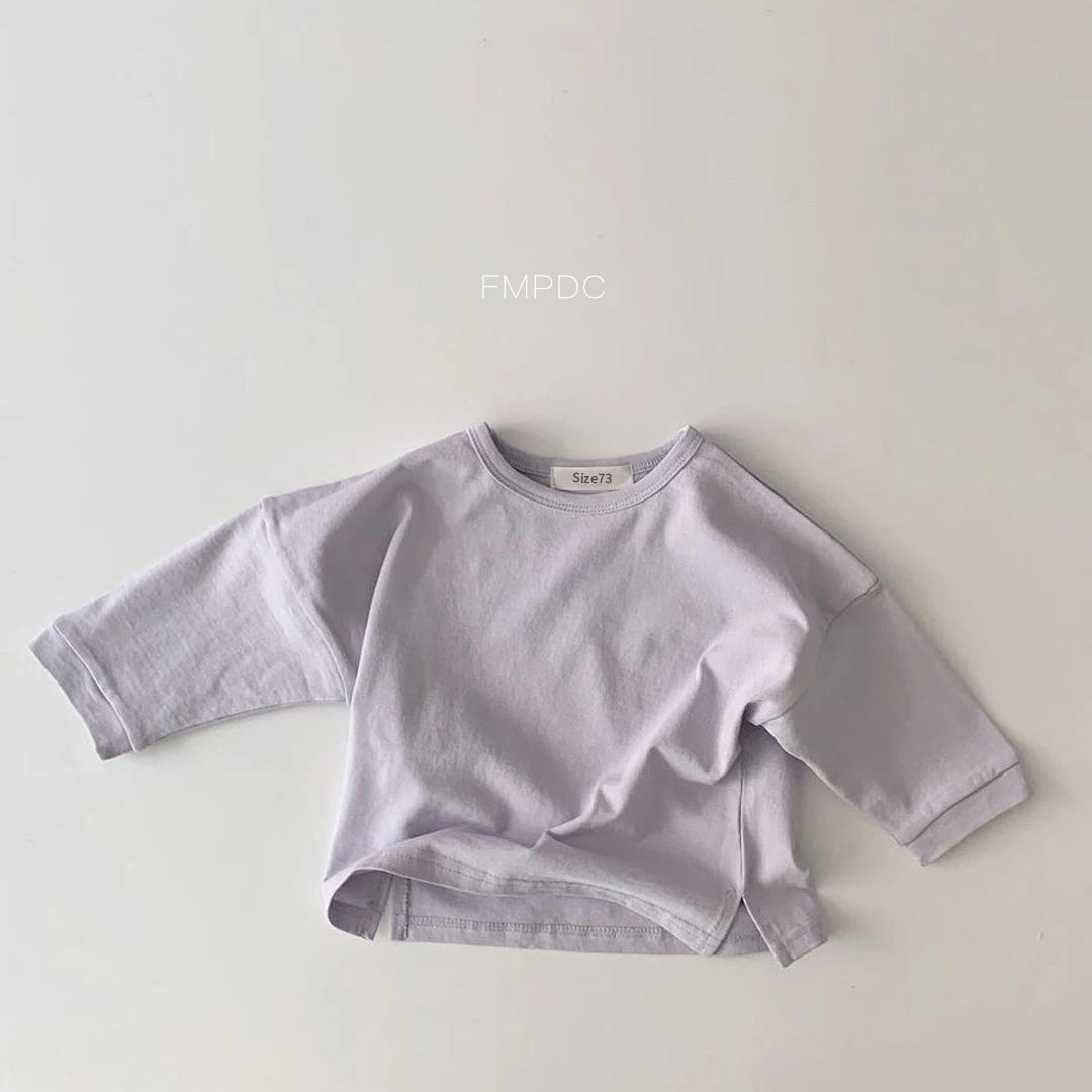 New Men's and Women's Infants and Young Children's Autumn Basic Soft Bottom Long Sleeve Solid Color Versatile Version Pullover