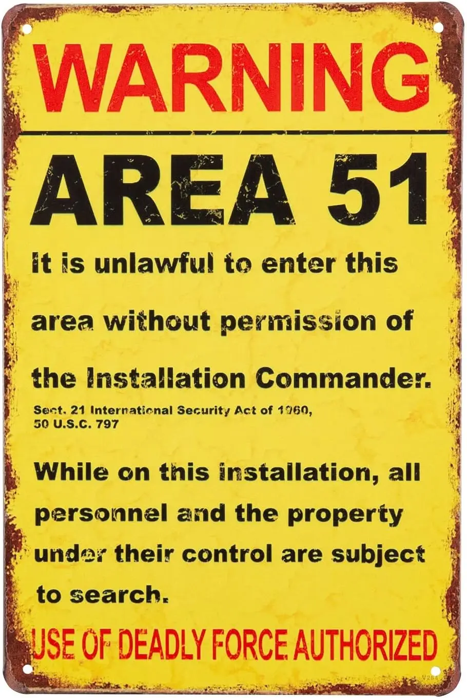Warning Area 51 Metal Tin Sign Decorations Vintage Garage Poster Art Wall Decor