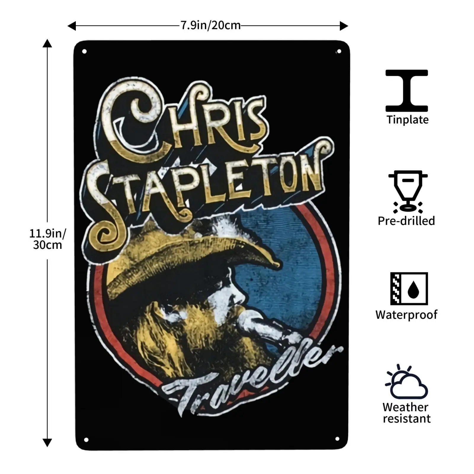 Chris Singer Stapleton Metal Tin Sign Decor Poster Plaque for Home Garden Farmhouse Country Cafe and Pub Wall Decor es