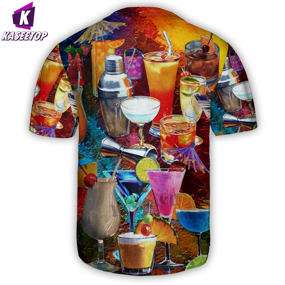 Cocktail Fruit Colorful Men 3D Print Baseball Jersey Shirt Adult Summer Tee Shirt Men's Hip Hop Tops Tee Oversized Streetwear