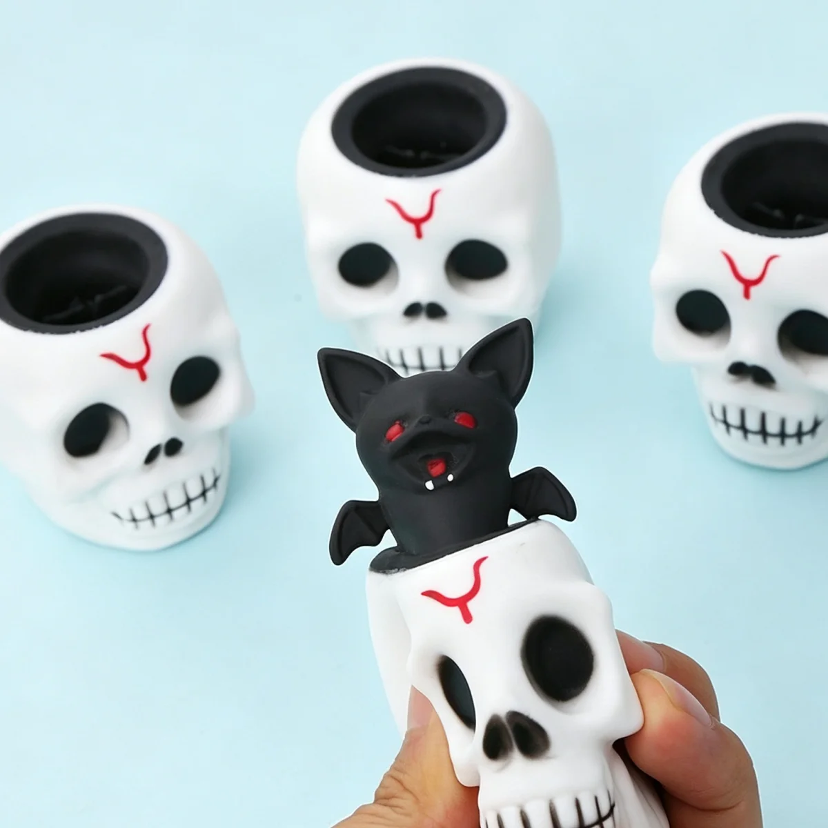 Halloween Skull Pumpkin Radish Squeeze Cup Fidget Toy, Funny Stress Relief Squishy