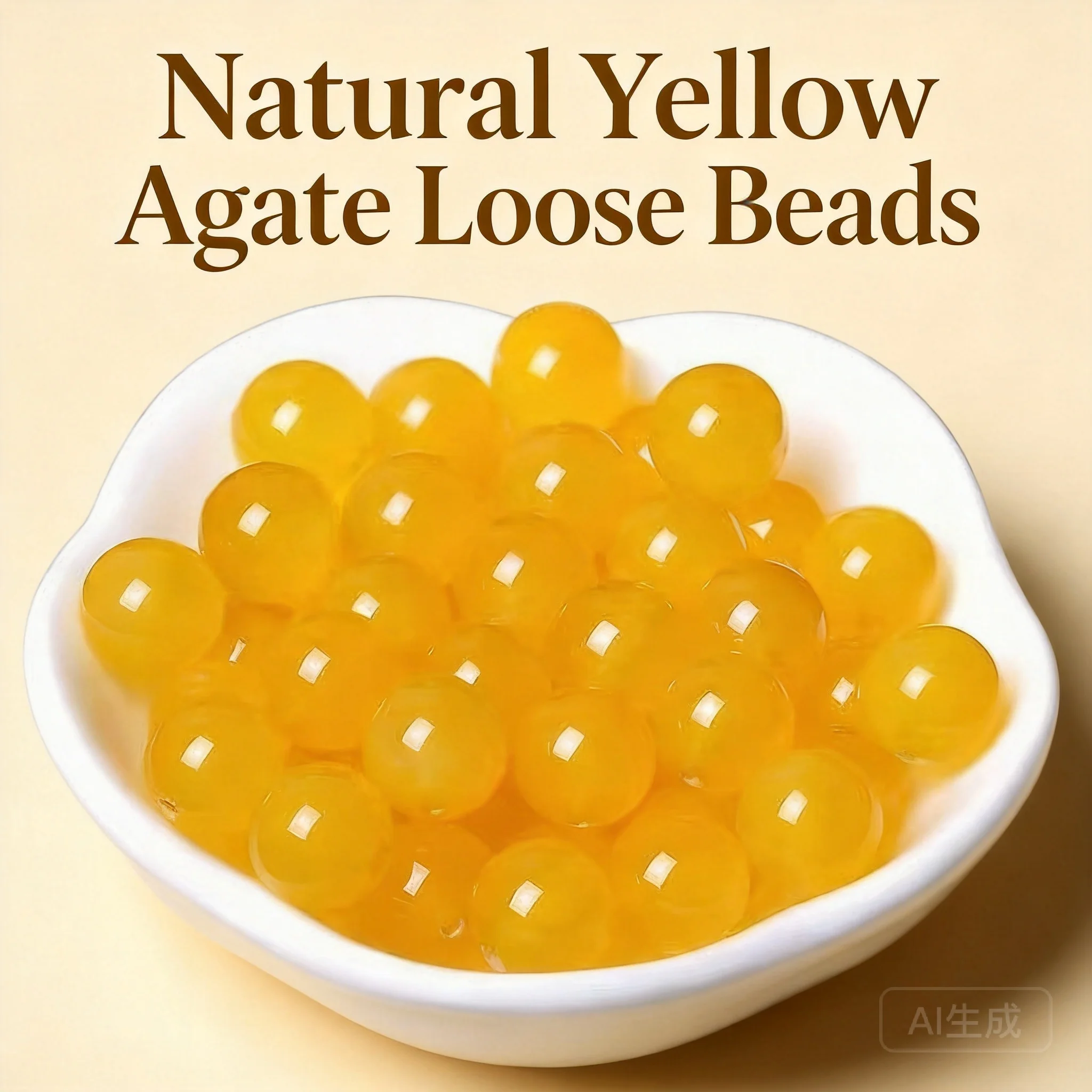 Perles rondes en agate jaune naturelle de qualité 7a, style chinois, porte-bonheur, attirant la richesse, pour la fabrication de bijoux DIY, bracelets et colliers