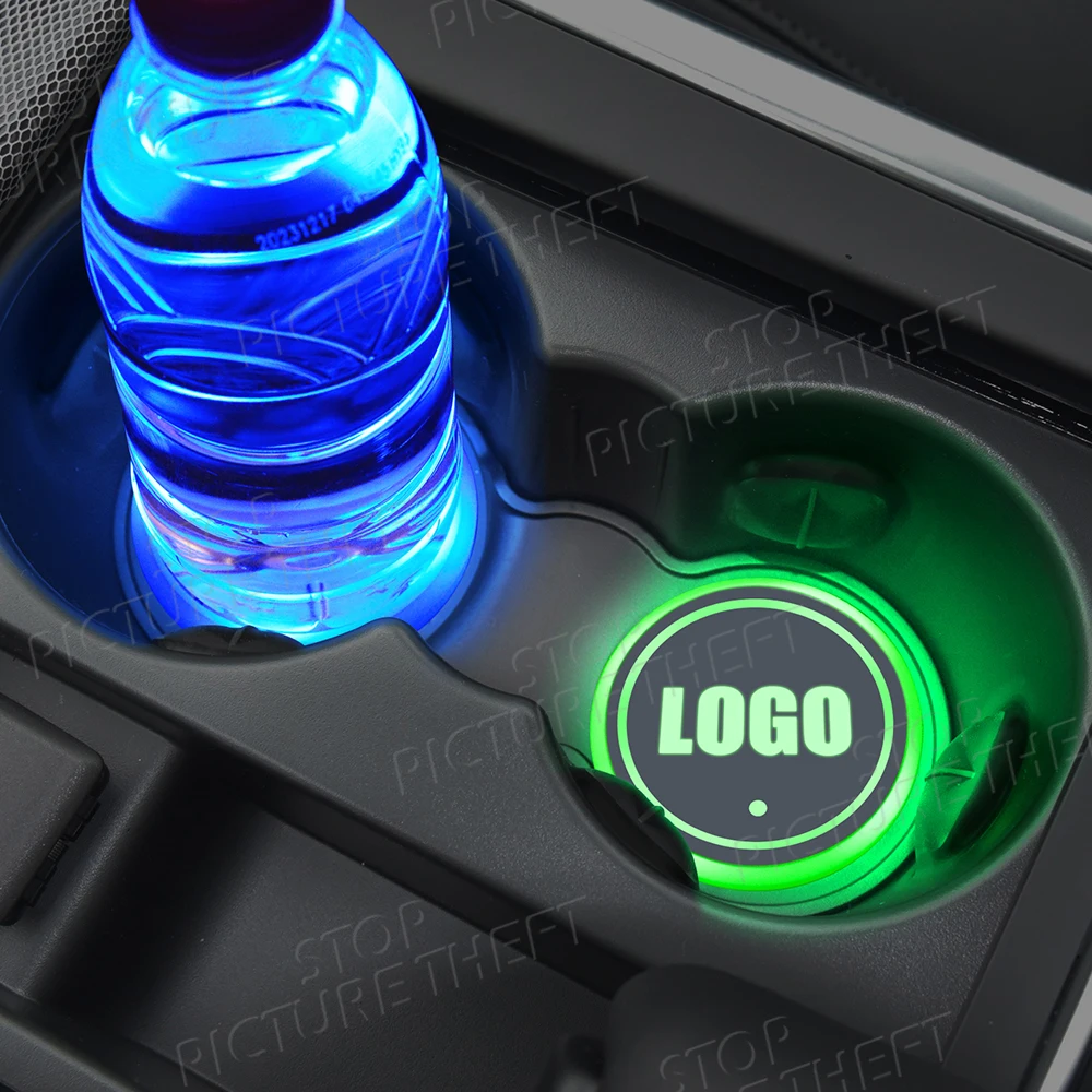 Dla Peugeot S16 RC CC Logo 5008 3008 306 308 206 508 RCZ 207 Emblemat Led Samochodowa mata na kubek na napoje Uchwyt na automatyczne wnętrze