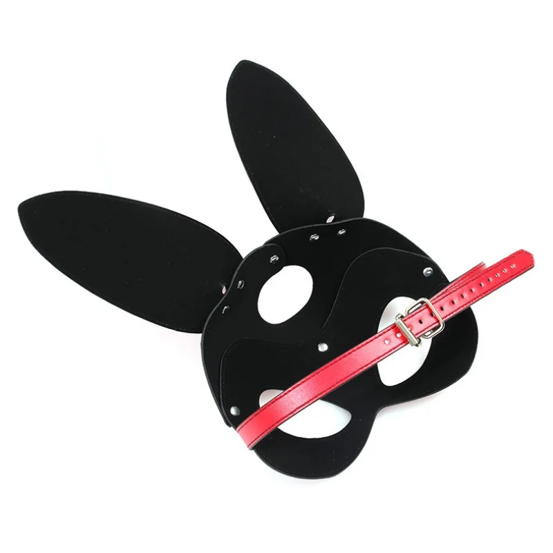 Maschera di coniglio sexy Accessori esotici Maschera di animali fetish in pelle per donne Gay Cosplay Flirtare Costumi di Halloween Festa in discoteca
