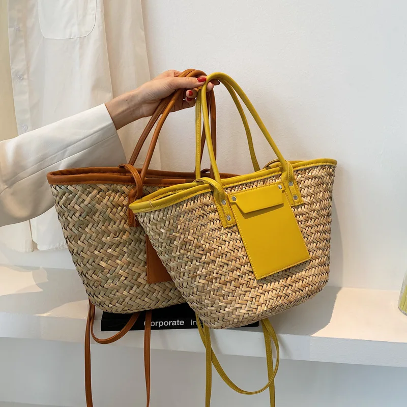 2023 NEW Straw Woven Women Bag Summer Beach Bag New Versatile Shoulder Bag Fashion Rattan Handbag Tote Bag Large Capacity