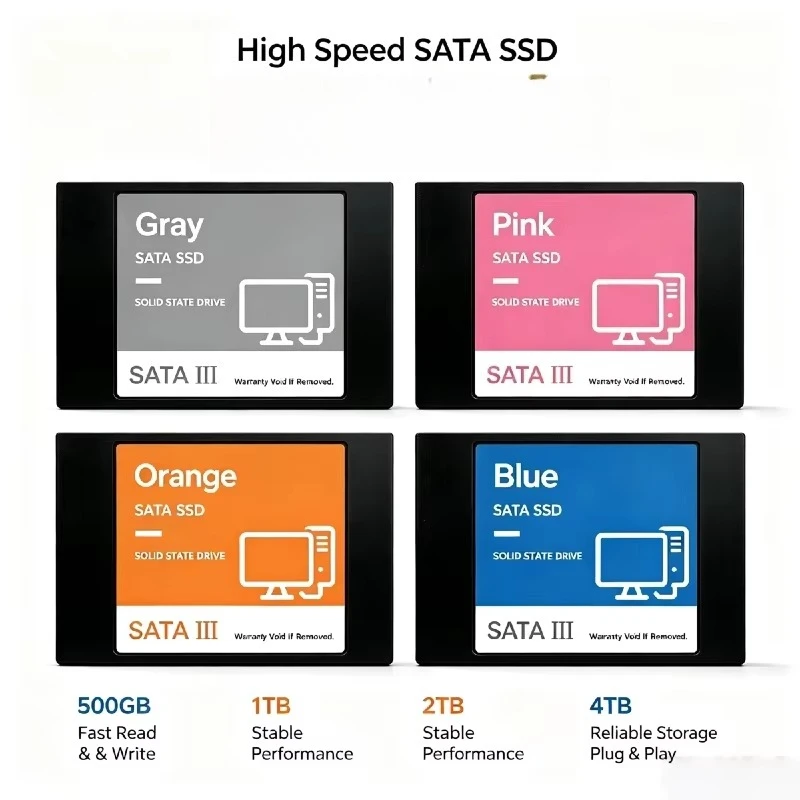 New Original 2.5 Inch SATA3 Internal SSD 500GB 1TB 2TB 4TB Solid State Drive Hard Disk for Laptop Desktop Pro Max Unit Plus