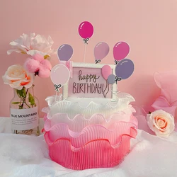 Cake Topper Multicolor Balloon Kids Happy Birthday Wedding Decoration Anniversaire Party DIY Baking Cupcake Toppers New