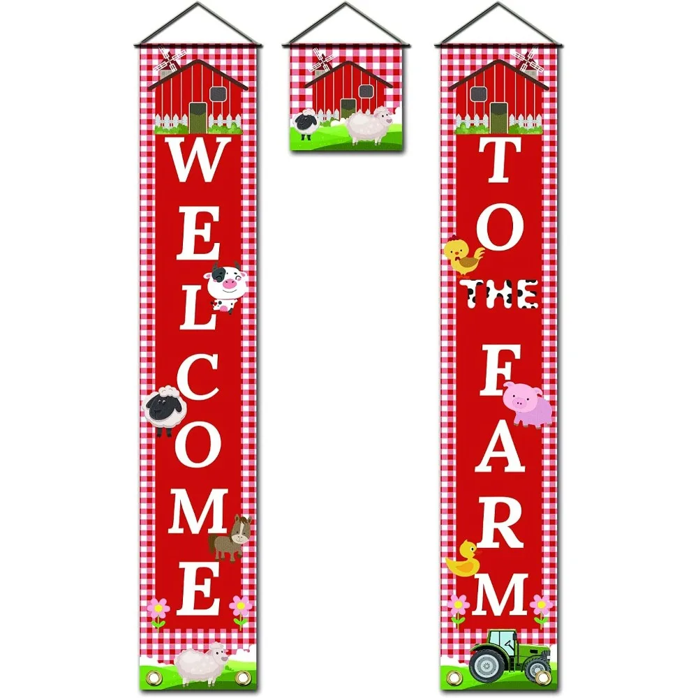 Welcome to the Farm Banner Animal Porch Banner Barnyard Party Decorations Farm Animal Themed Party Door Banner Animal