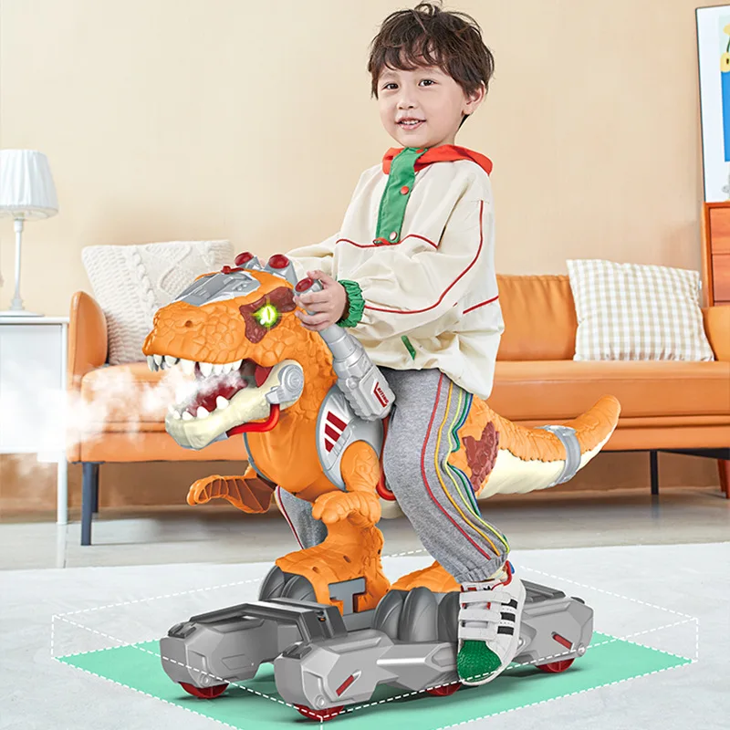 Dinosaur model Children Can Sit on Dinosaur Spray Dinosaur Scooter Toy Pulley Boy Outdoor Six-one Gift New Children's Riding Toy