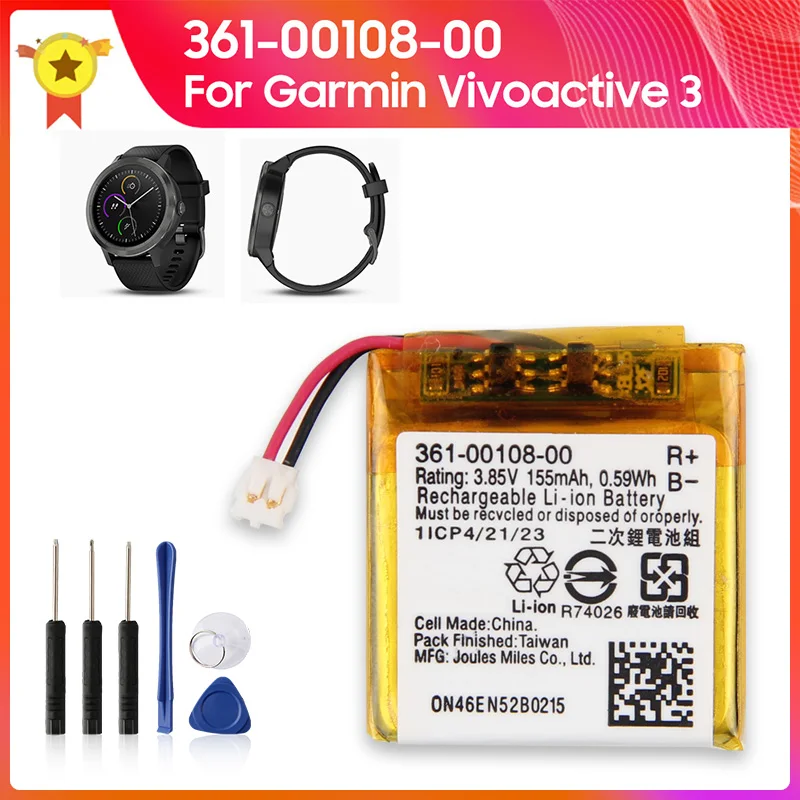 Production in 2024 Replacement Battery 361-00108-00 For Garmin Vivoactive 3 GPS Glonass High Quality Batteries 200mAh With Tool