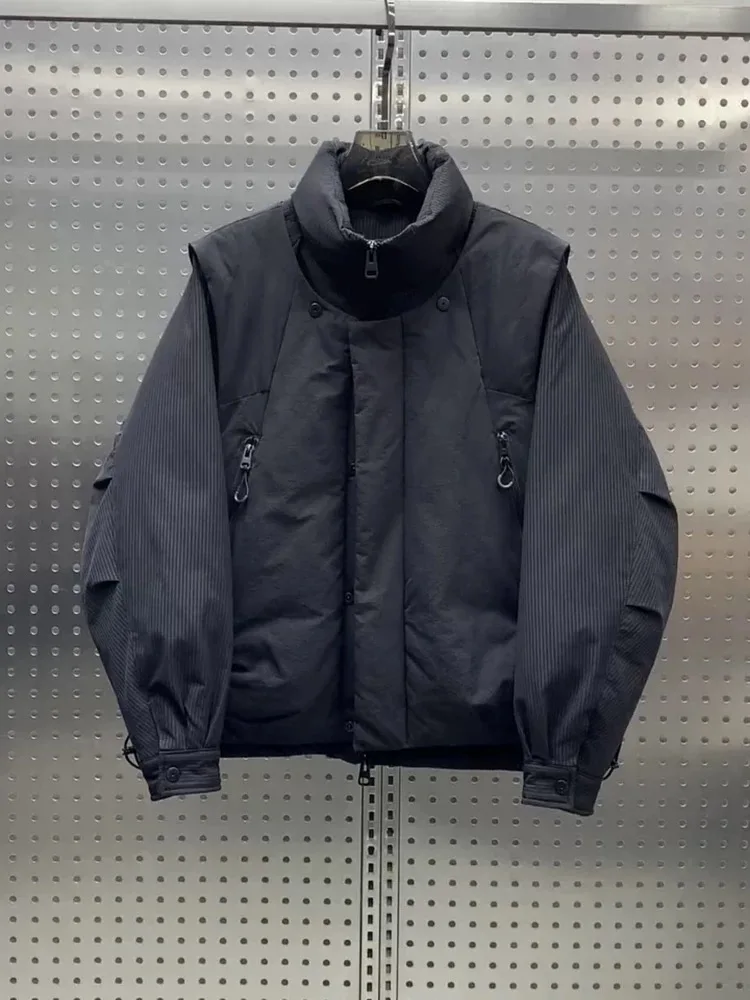 

Мужской зимний пуховик-двойка: теплая утепленная куртка с защитой от холода, повседневное пальто на молнии с длинными рукавами