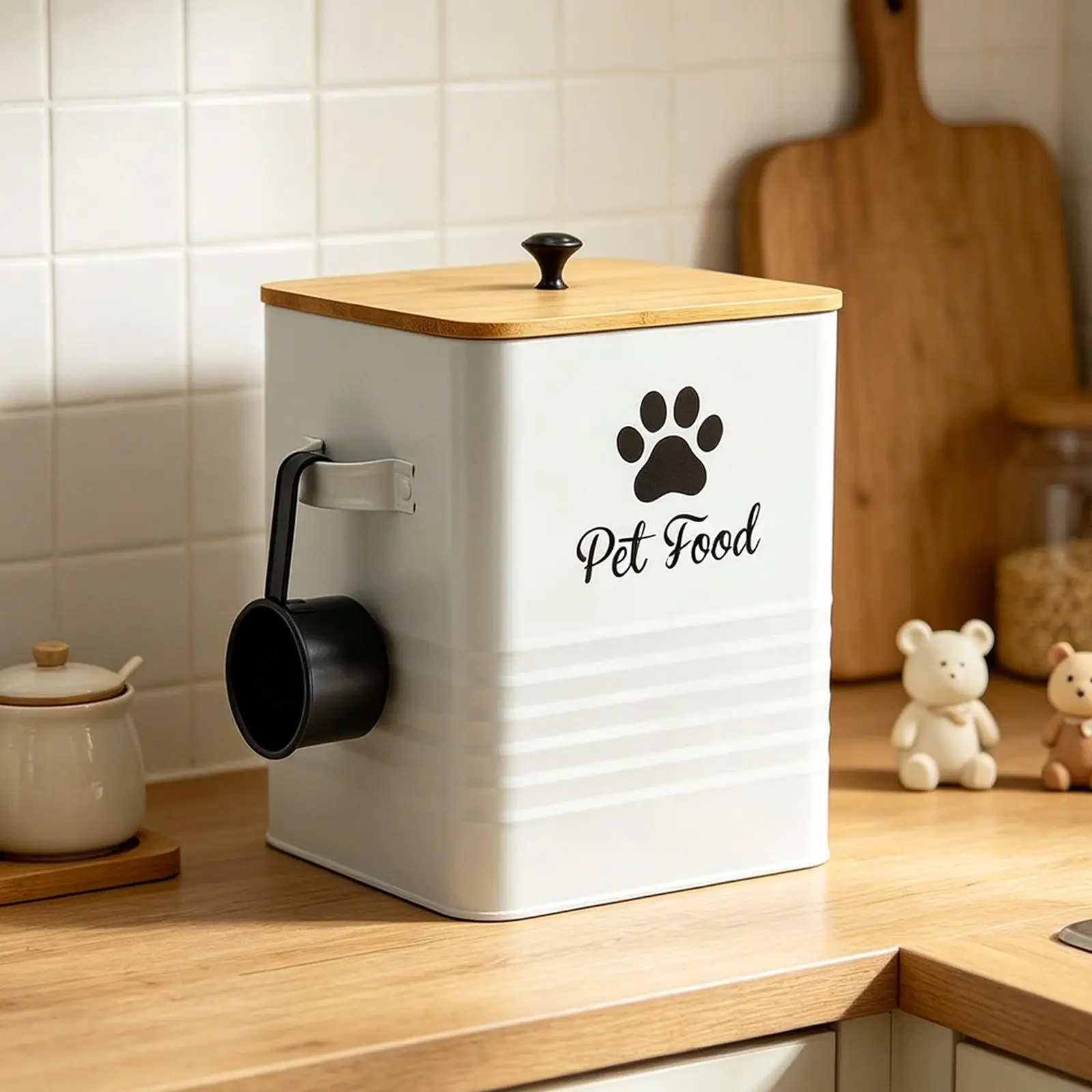 Airtight Pet Food Storage Container Moistureproof Dog Treat Jar Large Capacity Organizer for Dog and Cat Food Feeding Area