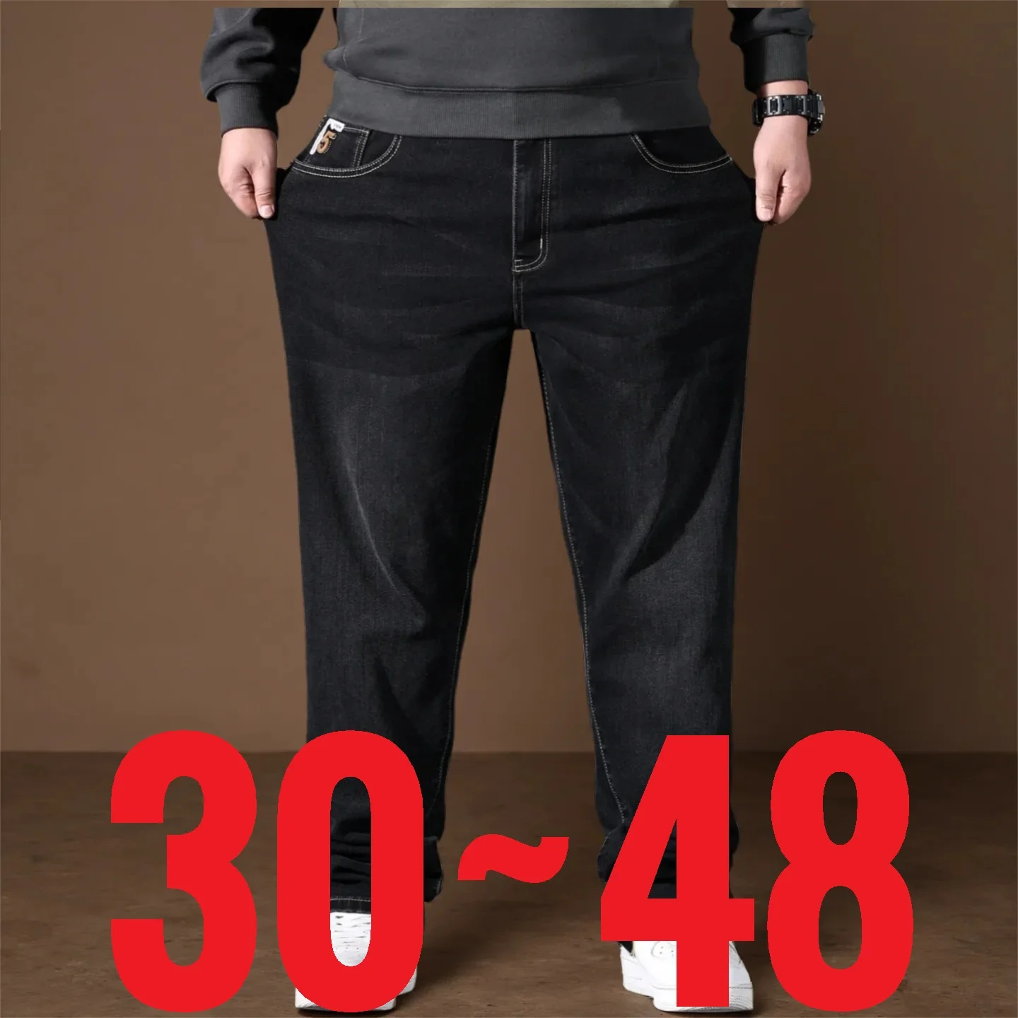 

Big Size 48 Men's Jeans High Stretch Tapered Pant Male Extra Plus Large 44 46 10XL 150kg Denim 8XL Loose Casual Fat Classic 2025