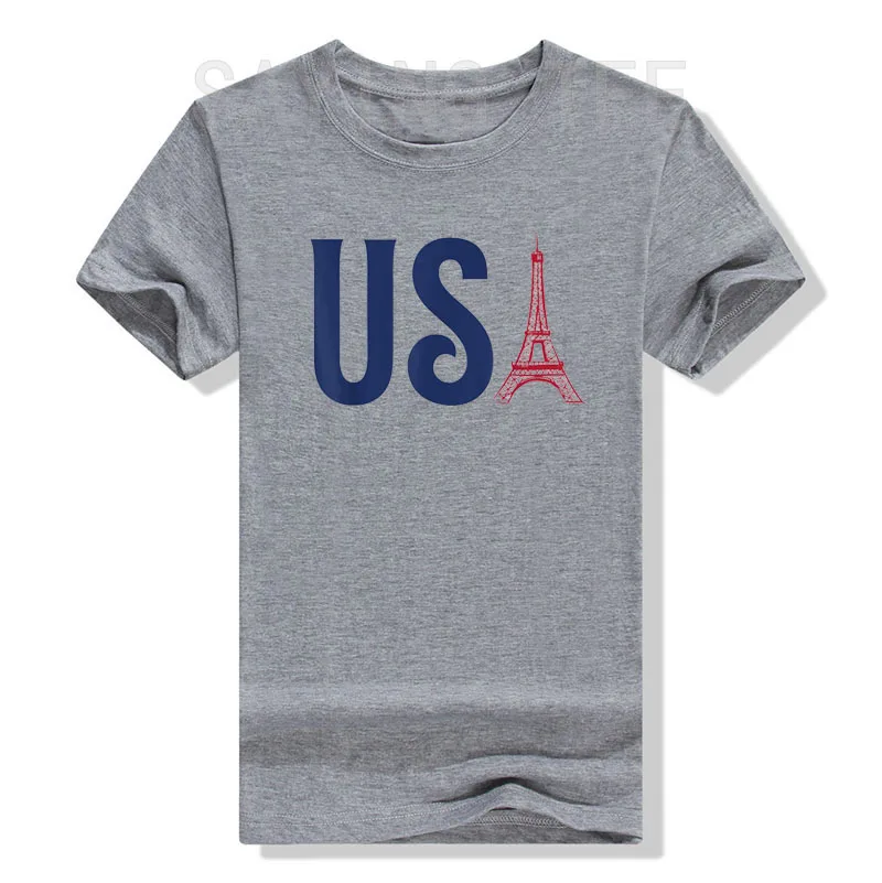 USA Eiffel Tower Souvenir Gift France Paris Holiday T-Shirt Travel Lover Graphic Tee Top Cheer To Amrican Proud Vacation Clothes