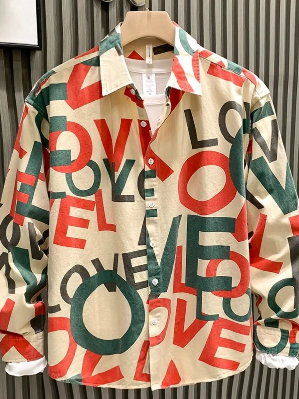 

Мужская куртка большого размера 300 Pou, весенне-осенняя, с длинным рукавом, с буквенным принтом, в стиле ретро, свободного кроя, молодежная