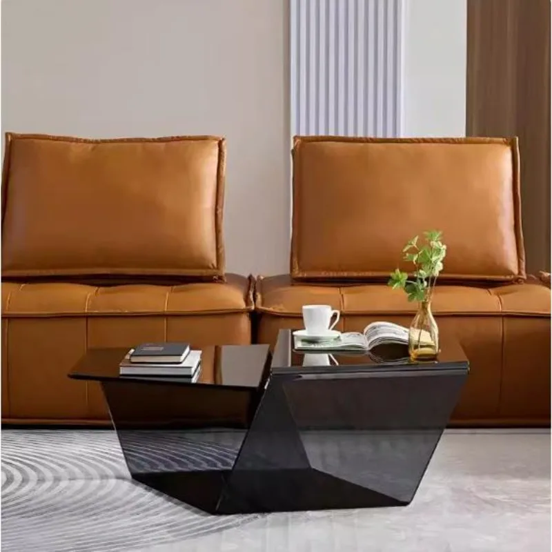 Classic Glass Top Coffee Tables Nordic Style Black Narrow Designer Coffee Tables Decor Modern Mesa De Centro Sala Furniture Home