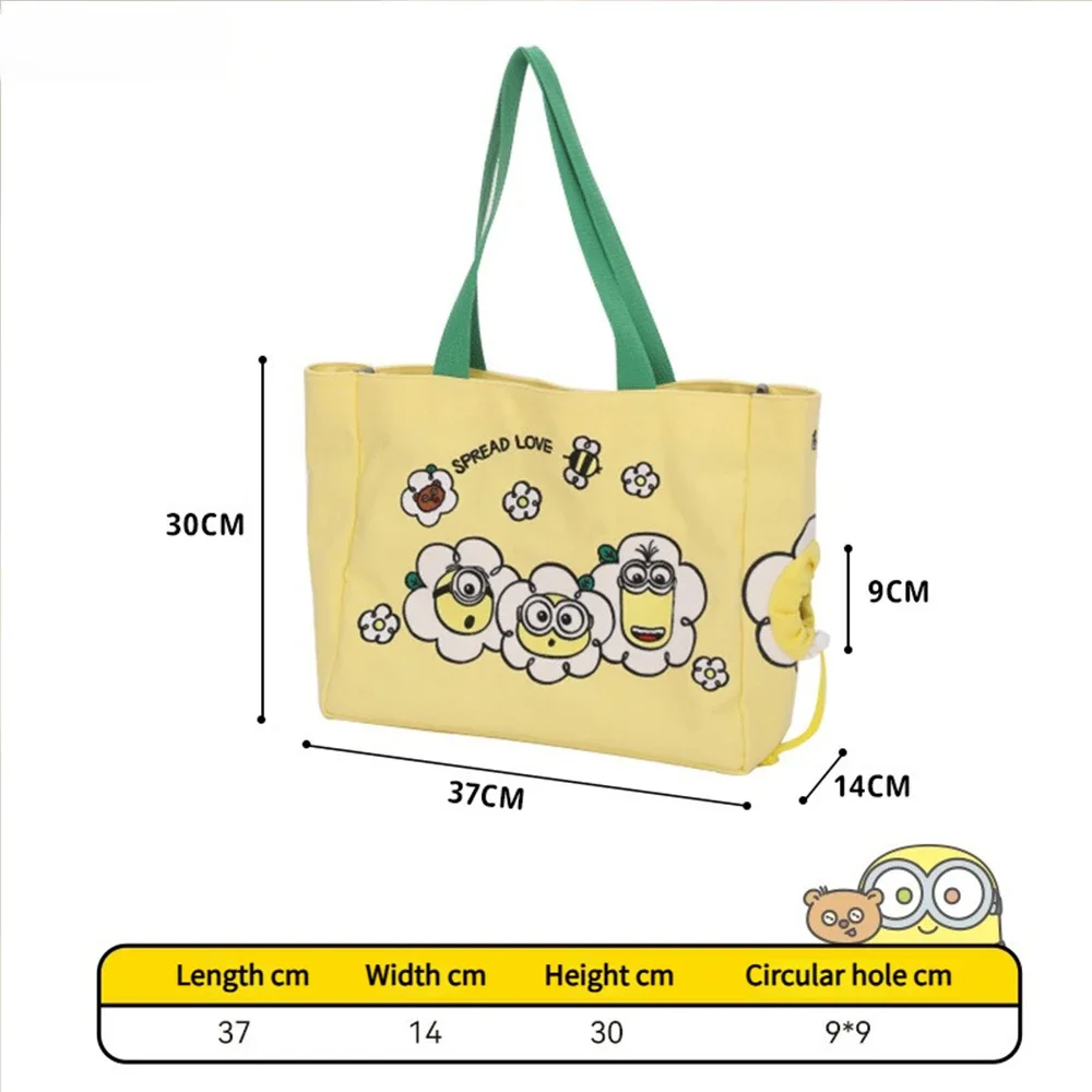 Bolsa bandolera de lona con temática de Minions para mascotas, bolsa cruzada duradera para perros y gatos pequeños, bolsa de viaje ligera para exteriores