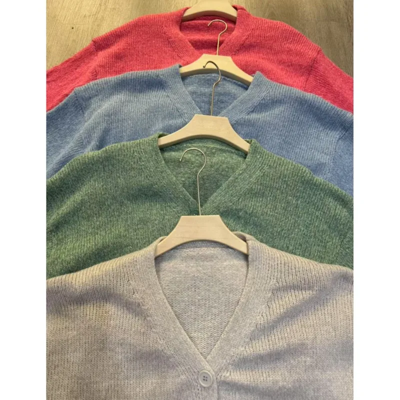 Herfst Winter Nieuwe Casual Gebreide Trui Vest Jas Losse Lange Mouw Effen Kleur Middellange Trui Dames Vest Jas