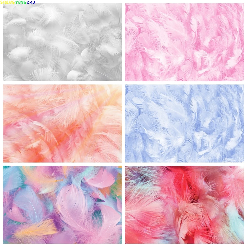

Valentine's Day Dreamy Wonderland Pink Feather Wall Baby Birthday Photography Backdrop Photographic Backgrounds For Photo Studio