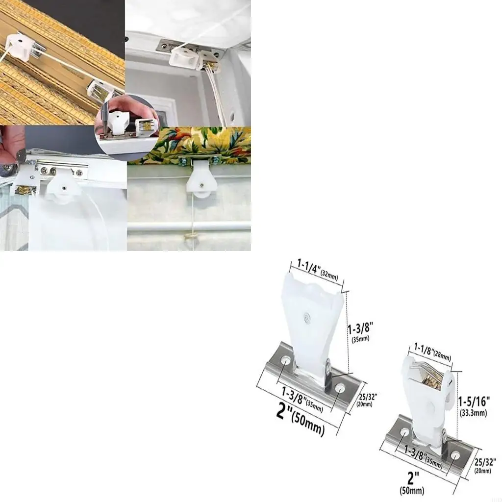 Bamboo Curtain Cord Lock Set 2Pcs Bamboo Curtain Splint Rolling Window Pulley and 2Pcs Copper Lock Catch for Household