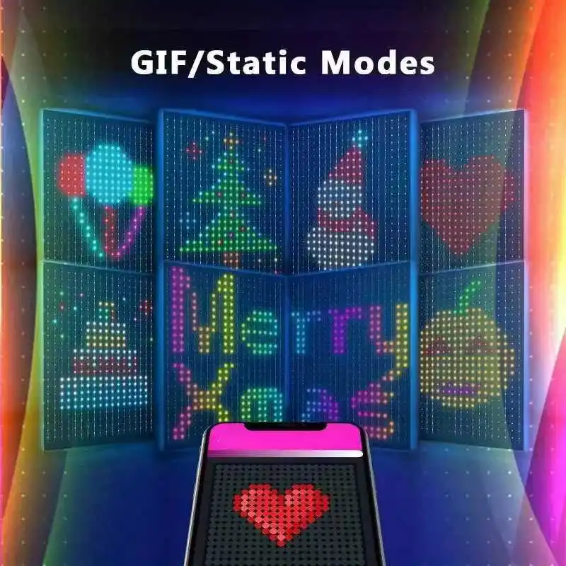 الذكية RGB LED أضواء الستار RGB LED سلسلة ضوء AppControl USB DIY نص الرسوم المتحركة عرض مزامنة الموسيقى لديكور حفلة عيد الميلاد