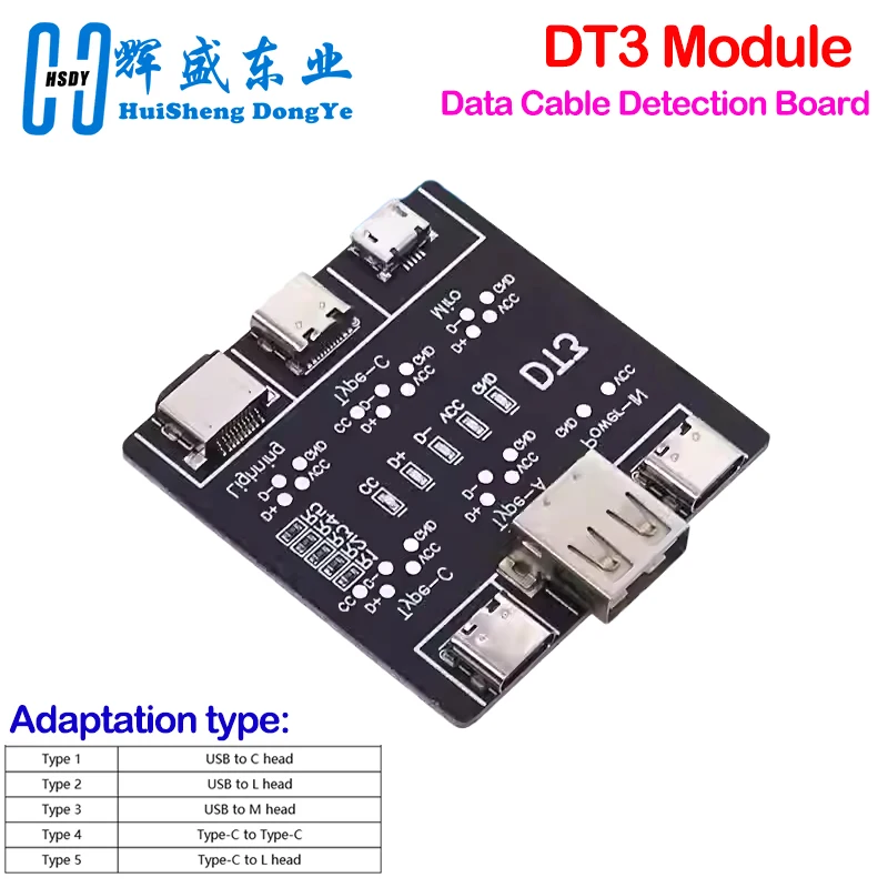 DT3 Data Cable Detection Board Type-C Micro USB C Cable Tester Short Circuit On Off Switching Diagnose Tool for iOS Android