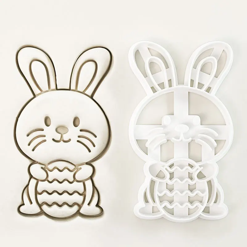 4 Pcs Easter Cookie Cutters 3D Cartoon Easter Bunny Rabbit Egg Chick Shaped Cookie Molds for Easter Party Decor - view 6