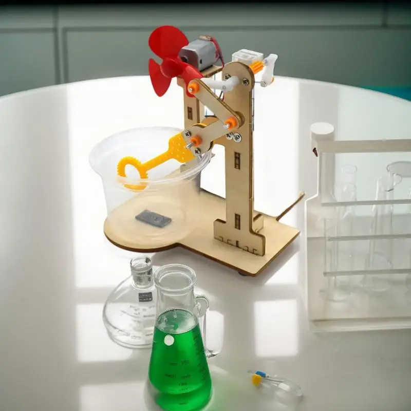 Kids Learning Toy - DIY Wooden Bubble Machine Set for Science Experiments