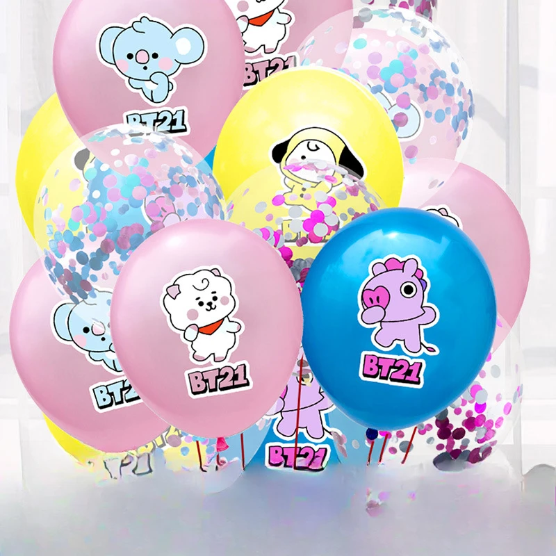 BT21 balloon Theme Party Birthday Festival Scene Setting Child Cartoon Pull The Flag Cake Insert Creativity Decor Supplies gift