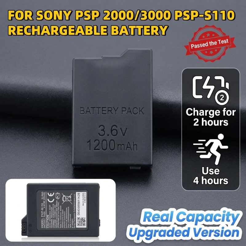 

3.6V 1200mAh True Capacity Lithium Battery PSP-S110 Replacement Cell for Sony PSP 2000 3000 Game Console Accessories