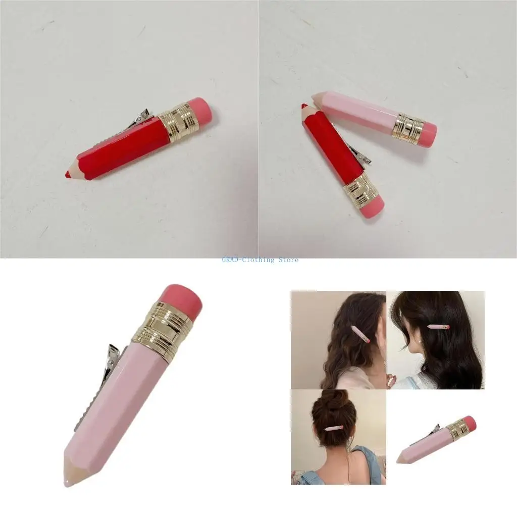 

N0PE Creative Pencil Hair Clip Duckbill Clip Nonslip for Children Girl Everyday Wear