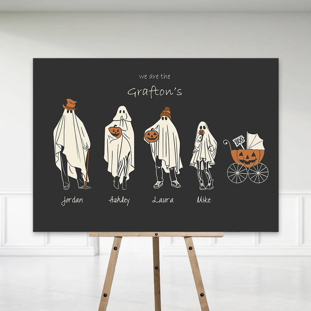 

Halloween Family Portrait Personalised Art Poster Print Nordic Pictures Custom Wall Canvas Painting Living Room Home Decor