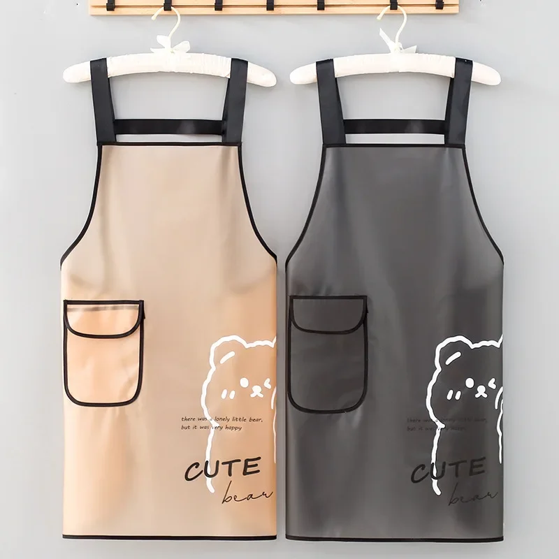 New Translucent Kitchen Fashion Apron Waterproof Men's And Women's Kitchen Aprons Home Chef Baking Clothes With Pockets